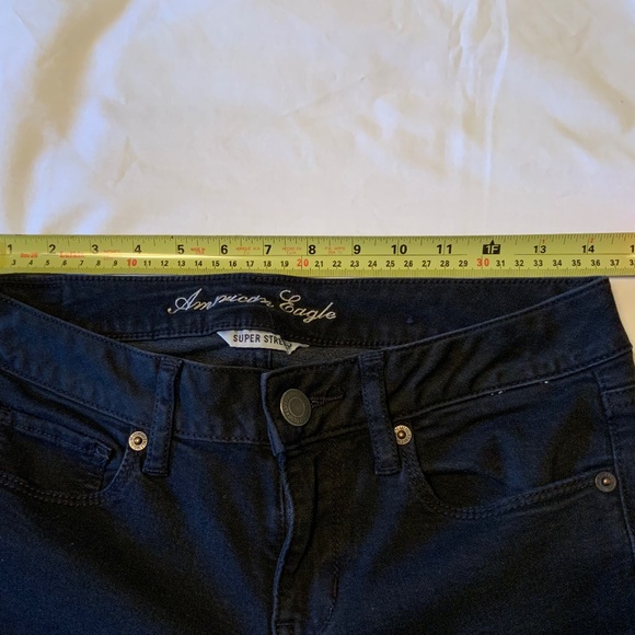 American Eagle Slim Straight Barely Boot Low Rise Black Stretchy Jeans (28x32) - Picture 6 of 13